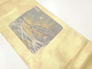 アンティーク　時代人物風景模様織出し袋帯（材料）